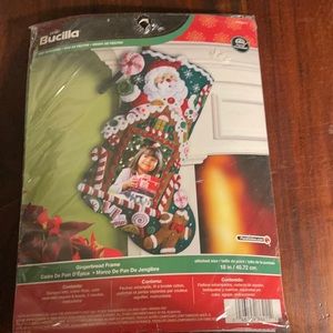 Bucilla Gingerbread House photo frame stocking embroidery kit new needlepoint